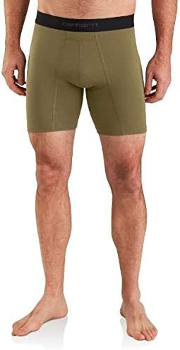 Carhartt Men's Cotton Blend 8" Boxer Brief 2 Pack Burnt Olive