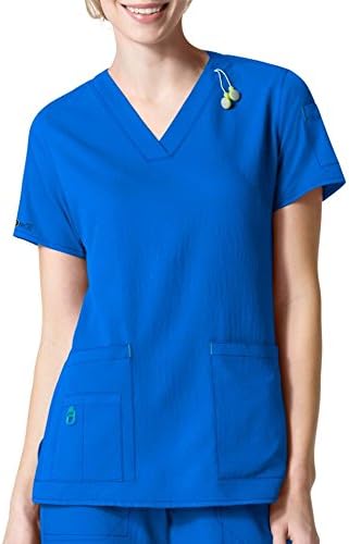 Carhartt Cross-Flex Women's V-Neck Scrub Top, Lightweight Royal