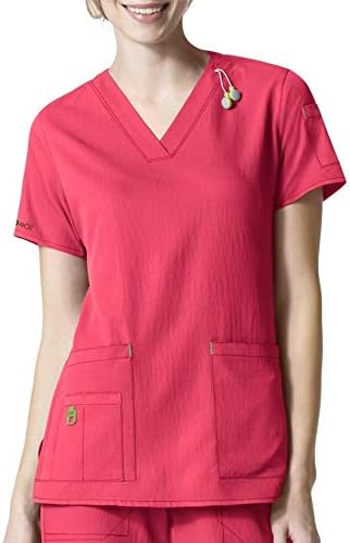 Carhartt Cross-Flex Women's V-Neck Scrub Top, Lightweight Azalea
