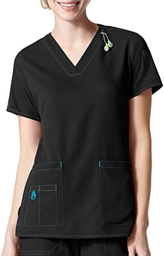 Carhartt Cross-Flex Women's V-Neck Scrub Top, Lightweight Black